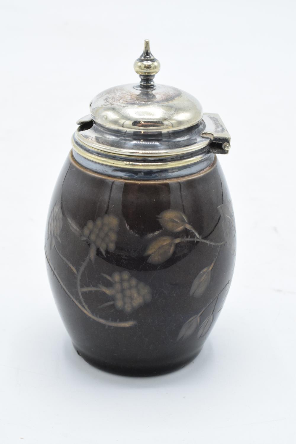 Late 19th century mustard pot, the thickly glazed surface wheel engraved in low relief, the inside - Image 2 of 6