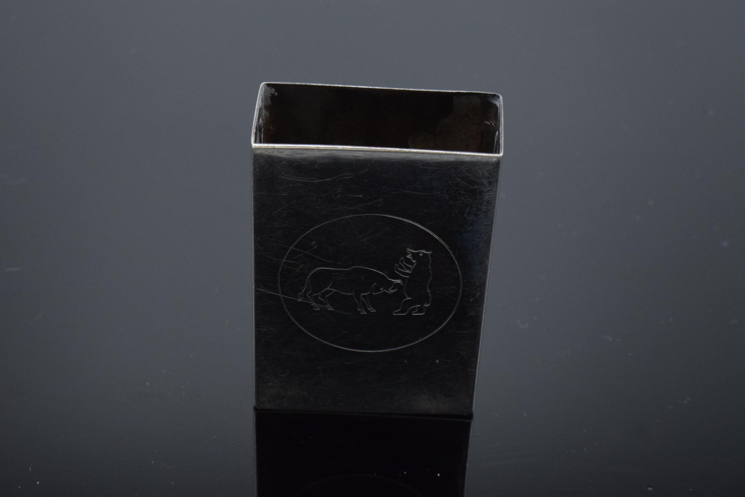 A sterling silver match box holder 'Bull and Bear' by Reed and Barton. 11.9 grams. - Image 2 of 6