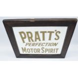 A Pratt's Perfection Motor Spirit advertising mirror mounted in a wooden frame. 37 x 32cm inc frame.