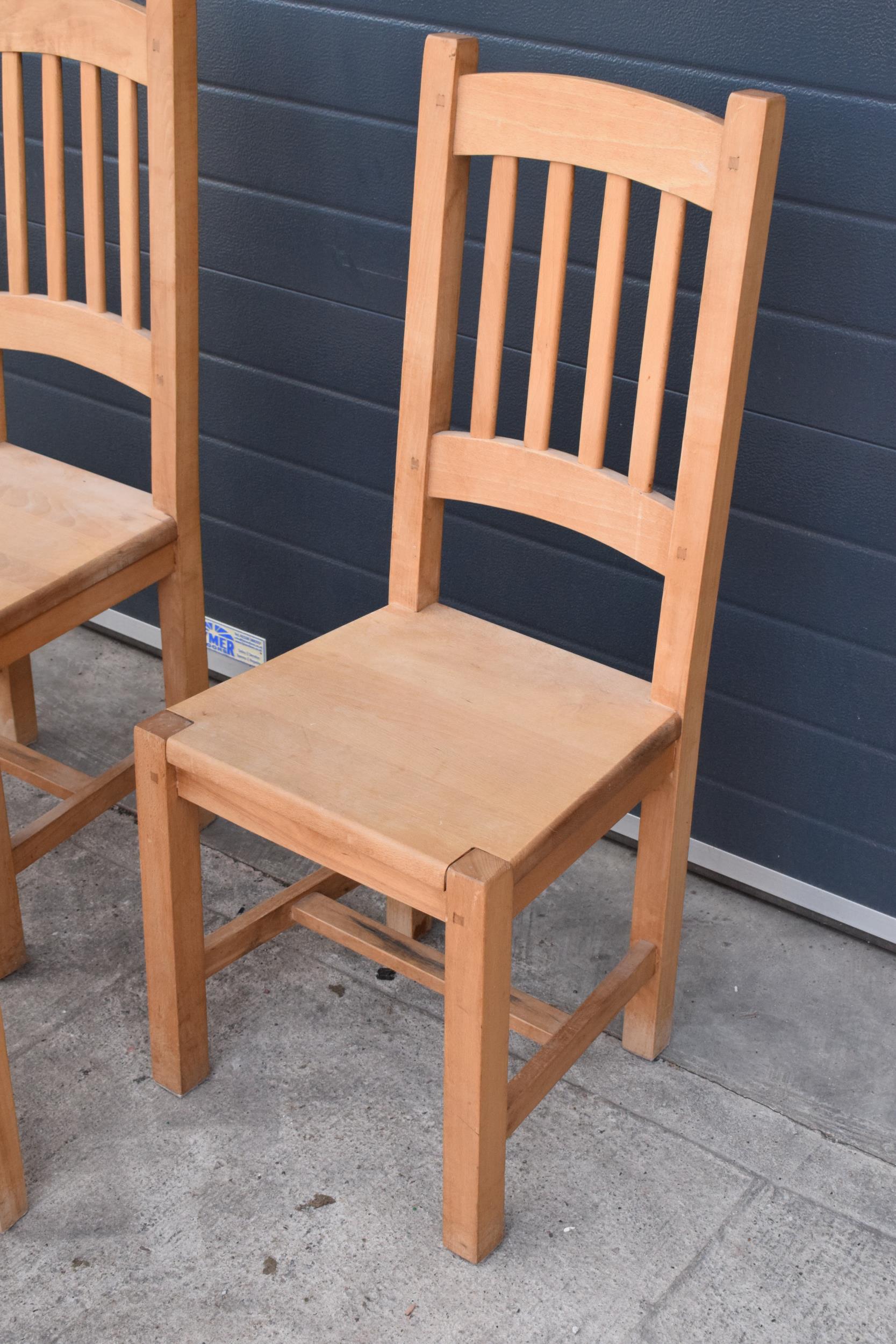 A set of 6 modern / 20th century hardwood farmhouse kitchen chairs (6). 108cm tall. In good - Image 3 of 5