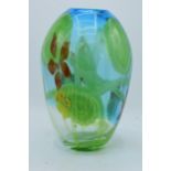 A large studio art glass bulbous vase in the style of Murano 31cm tall. In good condition with no