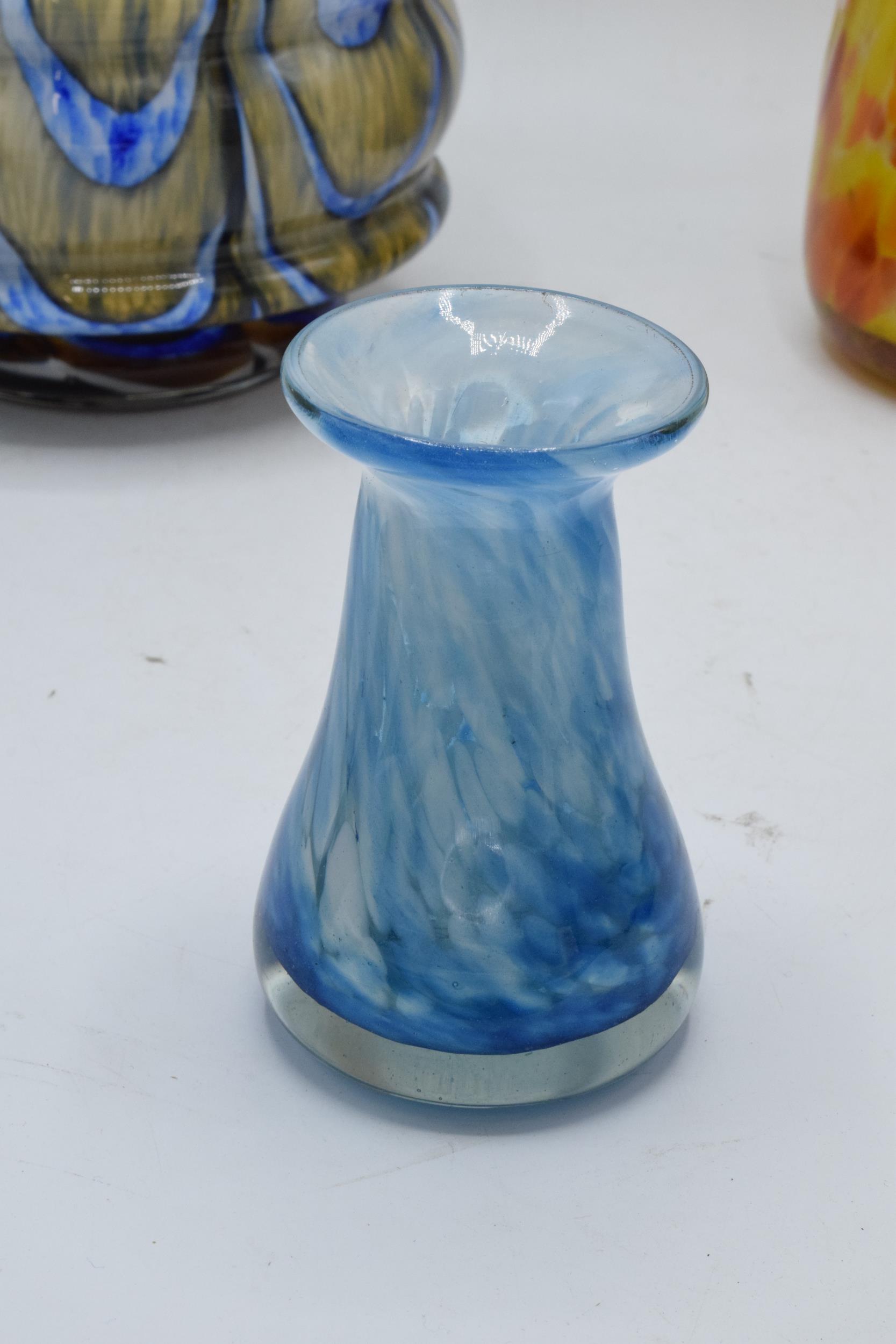 A collection of assorted art / studio glass in the form of jugs, vases, a dish etc. Condition is - Image 6 of 8