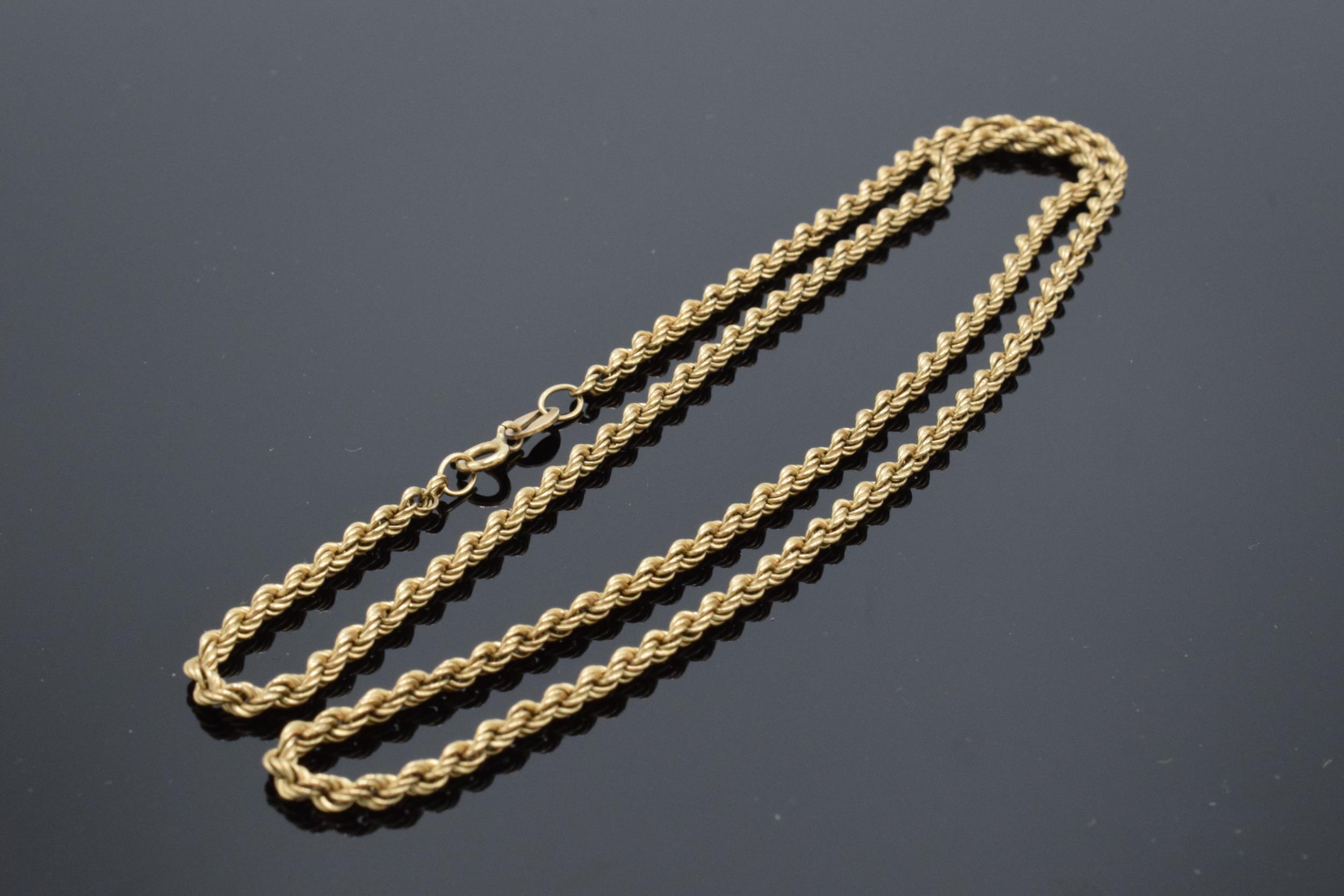 9ct gold rope chain 3.3g. 52cm long. - Image 2 of 2