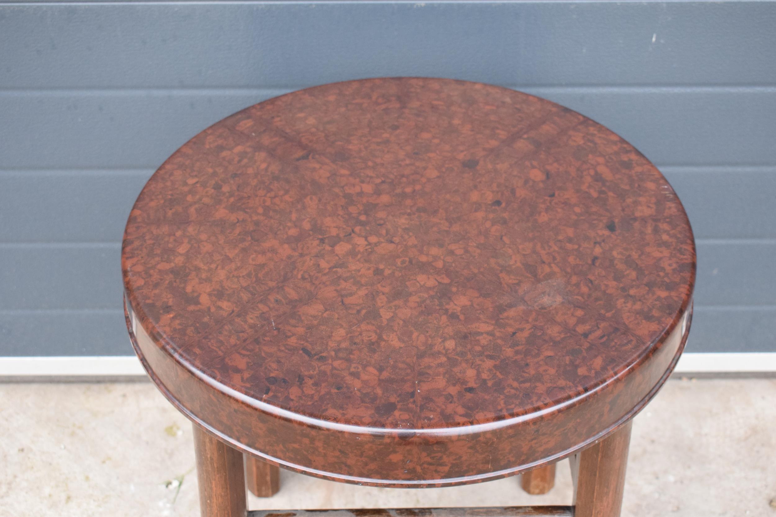 An Art Deco bakelite and beech occasional table. Circa 1930 and stamped on the underside ?GB Ltd HW? - Image 2 of 4