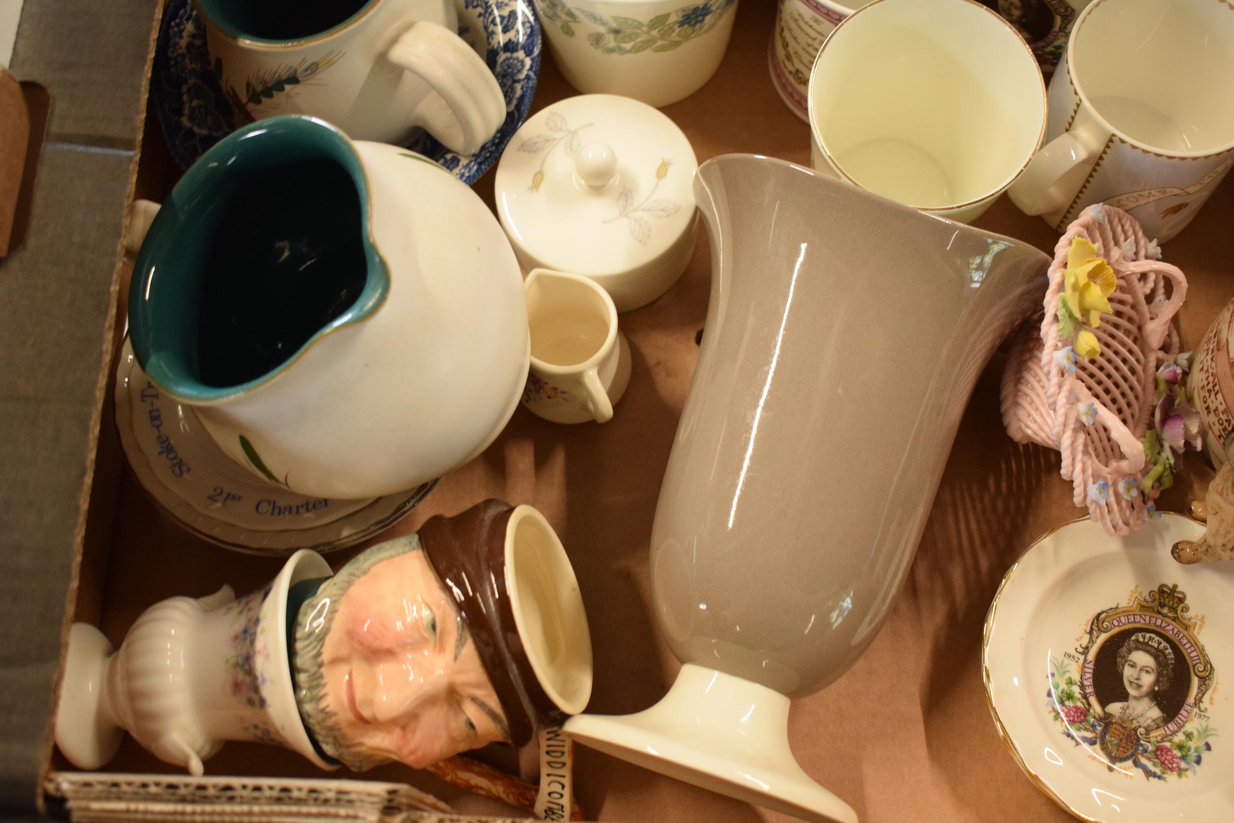 A mixed collection of items to include Wedgwood, 19th century pottery, coronation mugs, a floral - Image 6 of 11