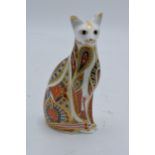 Boxed Royal Crown Derby paperweight in the form of a Siamese Cat. First quality with stopper. In