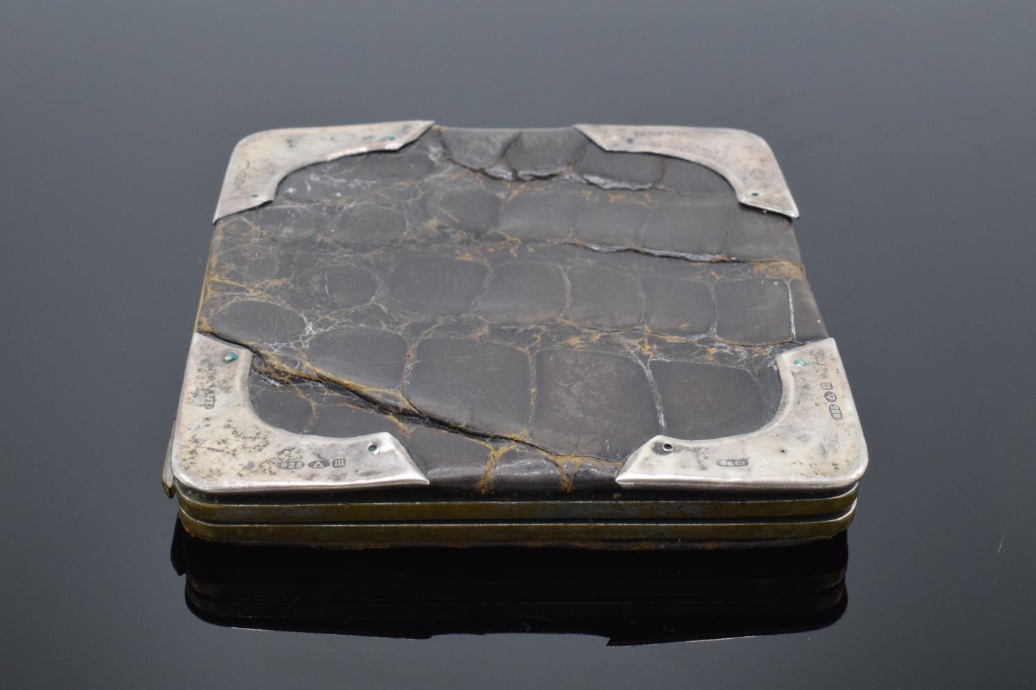 Hallmarked silver mounted and crocodile wallet: Shows multiple London import hallmarks. Some - Image 2 of 6