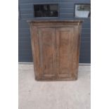 Large early 19th century oak farmhouse double corner cupboard. 138cm tall. 113cm widest. 62cm