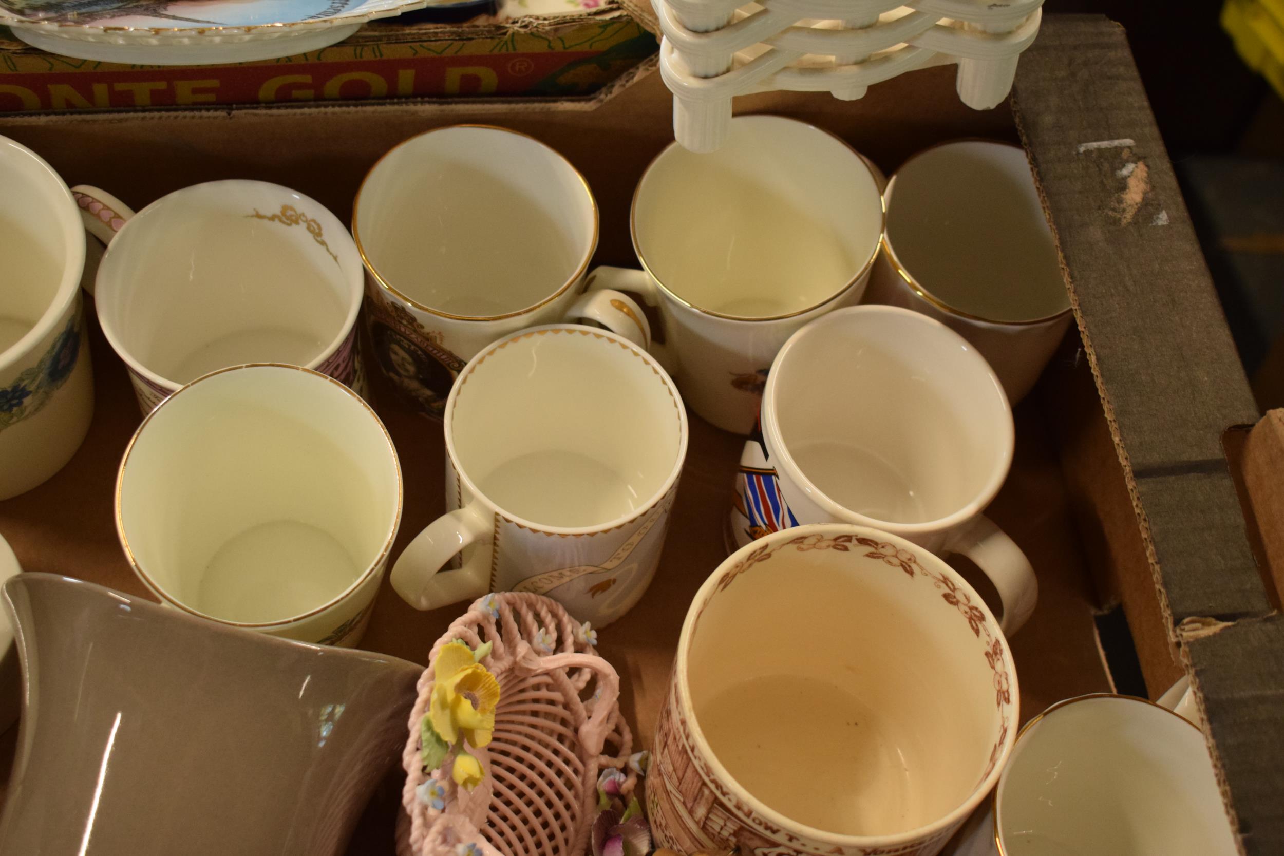 A mixed collection of items to include Wedgwood, 19th century pottery, coronation mugs, a floral - Image 4 of 11