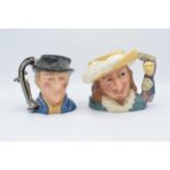 Large Royal Doulton character jugs to include The Antique Dealer D6807 and Scaramouche D6814 in a