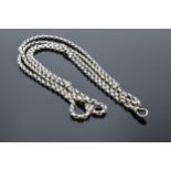 Victorian silver belcher link longuard chain. 41.4 grams. Unmarked. In good condition with no