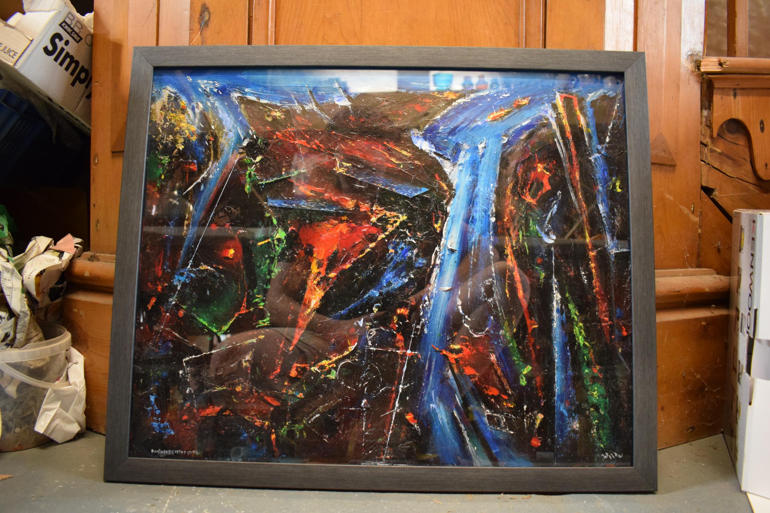 David Wilde (1913-1974) abstract acrylic painting 'Anglesey Copper Mine' with signature bottom - Image 2 of 5