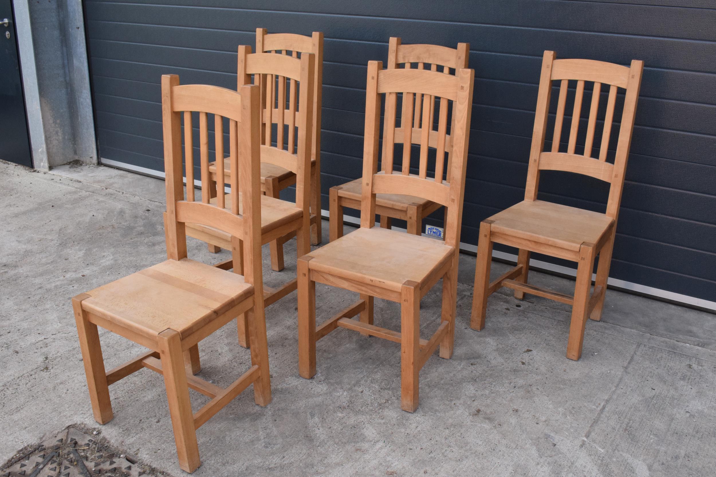 A set of 6 modern / 20th century hardwood farmhouse kitchen chairs (6). 108cm tall. In good - Image 2 of 5