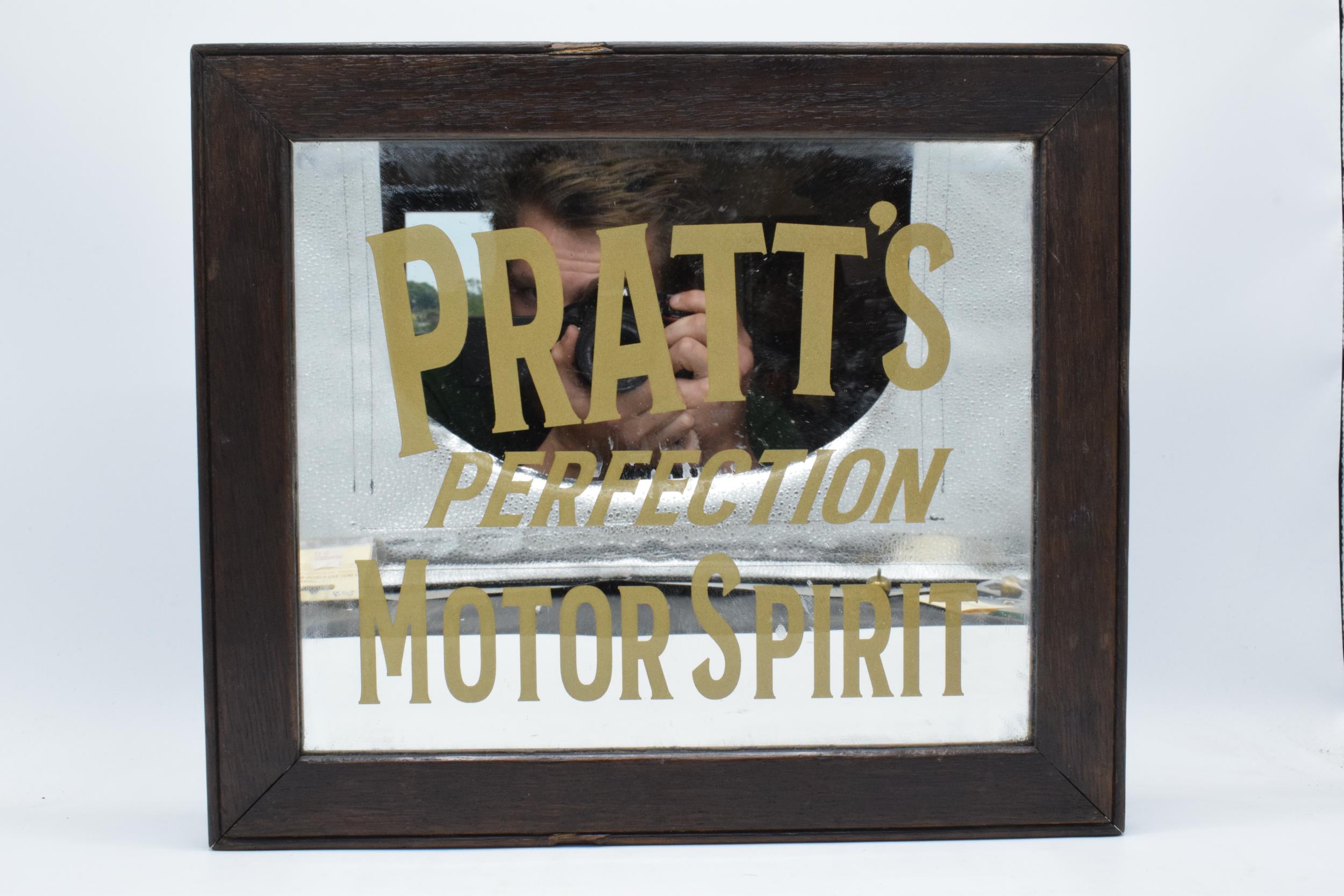 A Pratt's Perfection Motor Spirit advertising mirror mounted in a wooden frame. 37 x 32cm inc frame. - Image 2 of 6