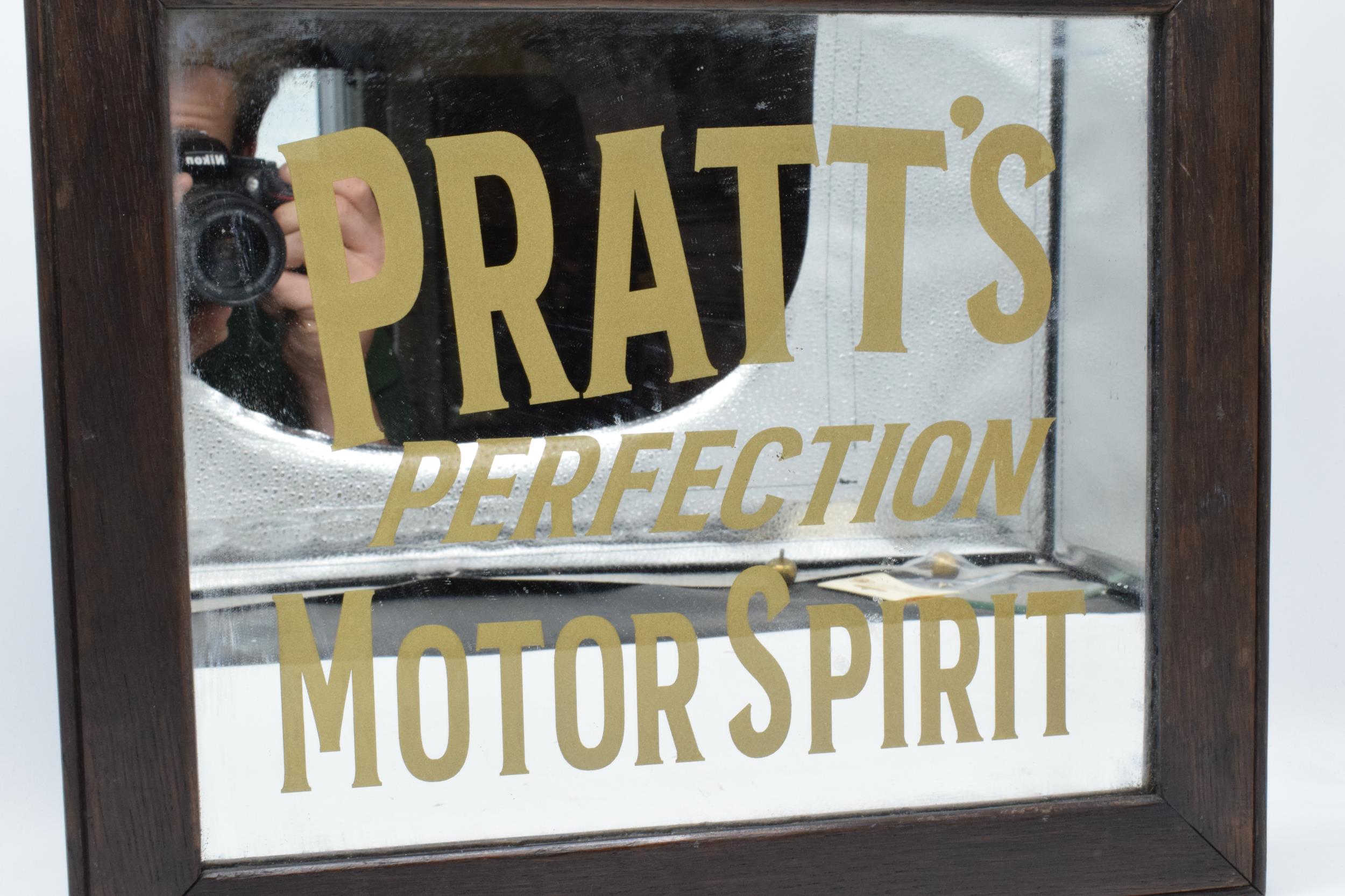 A Pratt's Perfection Motor Spirit advertising mirror mounted in a wooden frame. 37 x 32cm inc frame. - Image 3 of 6