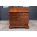 19th century mahogany bureau with fitted interior. 100 x 59 x 112cm tall. In good functional