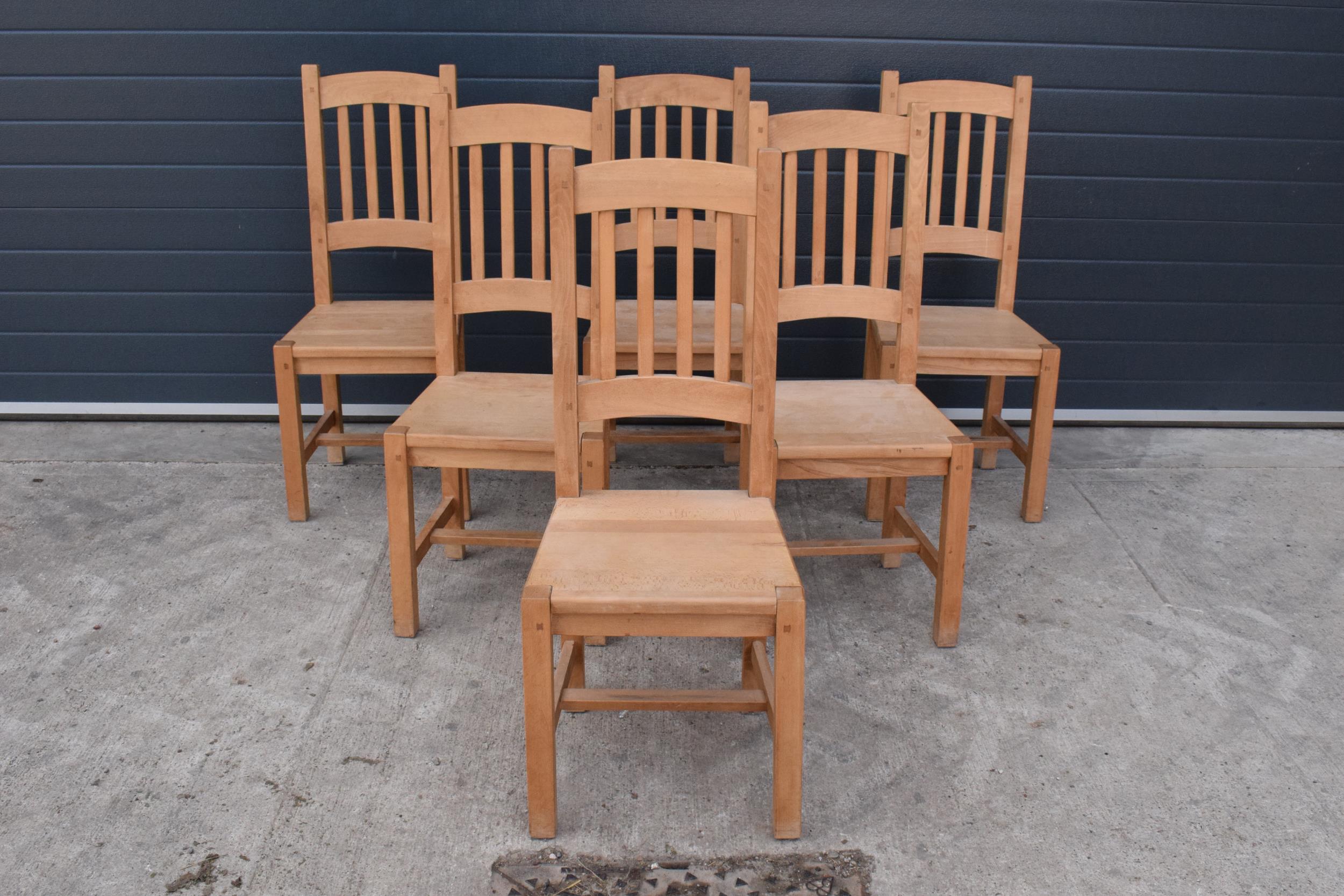 A set of 6 modern / 20th century hardwood farmhouse kitchen chairs (6). 108cm tall. In good