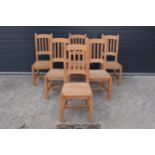 A set of 6 modern / 20th century hardwood farmhouse kitchen chairs (6). 108cm tall. In good