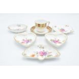 A collection of Royal Crown Derby items to include an Imari cup and saucer, Derby posies pin trays