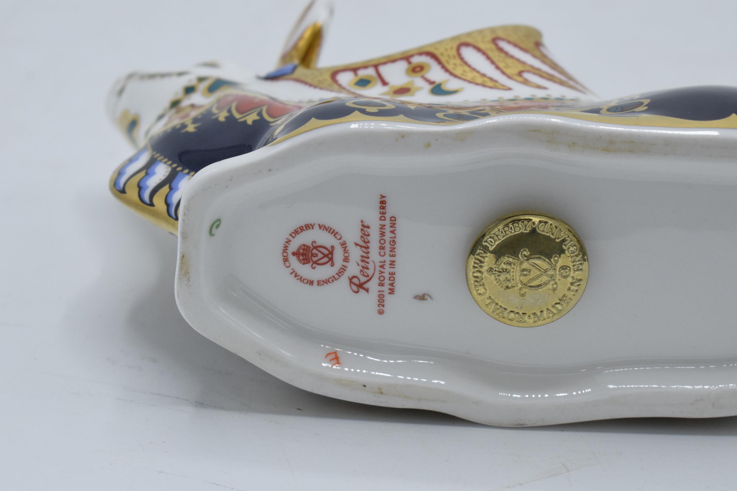 Boxed Royal Crown Derby paperweight in the form of a Reindeer. First quality with stopper. In good - Image 4 of 4