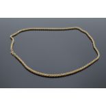 9ct gold rope chain 3.3g. 52cm long.