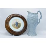A Royal Cauldon plate of The Blue Boy by Gainsborough set in a wooden wall mount together with a