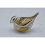 Boxed Royal Crown Derby paperweight in the form of a Gold Firecrest. First quality with stopper.