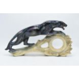 Jema Holland pottery large model of a jaguar / puma mantle clock holder. 45cm in length. In good