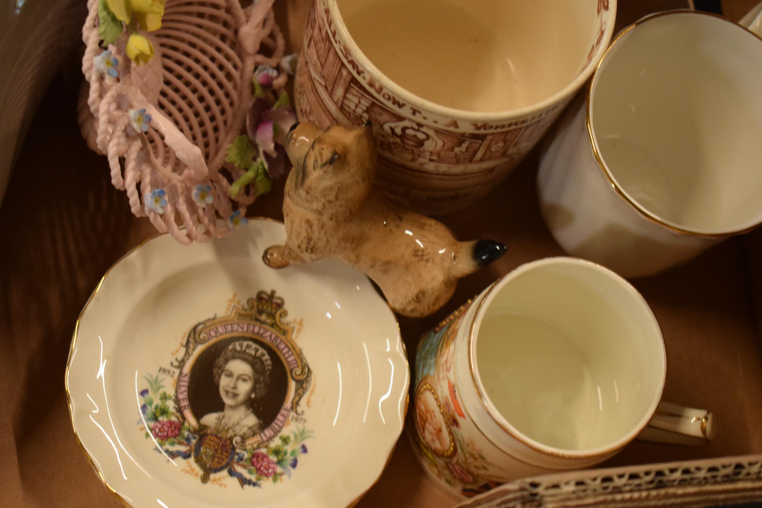 A mixed collection of items to include Wedgwood, 19th century pottery, coronation mugs, a floral - Image 3 of 11