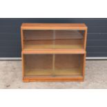 A mid century / retro Minty Library Specialists of Oxford 2 tier sliding glass door bookcase /