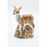 Boxed Royal Crown Derby paperweight in the form of a Fawn. First quality with stopper. In good