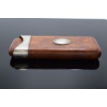 A mid 20th century Italian silver mounted leather cigar case. 15cm long.