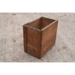 A vintage wooden crate with printed marks and destinations on. 53 x 34 x 50cm
