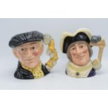 Large Royal Doulton character jugs to include Dick Whittington D6846 and Pearly King (2). In good