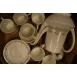 A collection of Paragon tea ware in the 'Fiona' pattern to include a coffee pot, 5 cups, 6 saucers