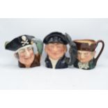 A collection of large Royal Doulton character jugs Lobsterman, Long John Silver and Old Charley (3).