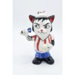 Lorna Bailey model of Bully the Darts Playing Cat. 16cm tall. In good condition with no obvious