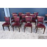 A collection of late 20th century upholstered wooden pub / restaurant chairs (11). 84cm tall. In