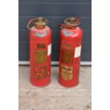 A pair of 1970s Redlam Fire Extinguishers (2) (with some contents). 60cm tall. NO POSTAGE