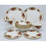 A collection of Royal Albert Old Country Roses items to include 2 cake plates, 2 teapot stands, 6