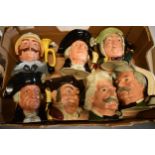 A collection of arge Royal Doulton character jugs to include George Washington, Mark twain etc (
