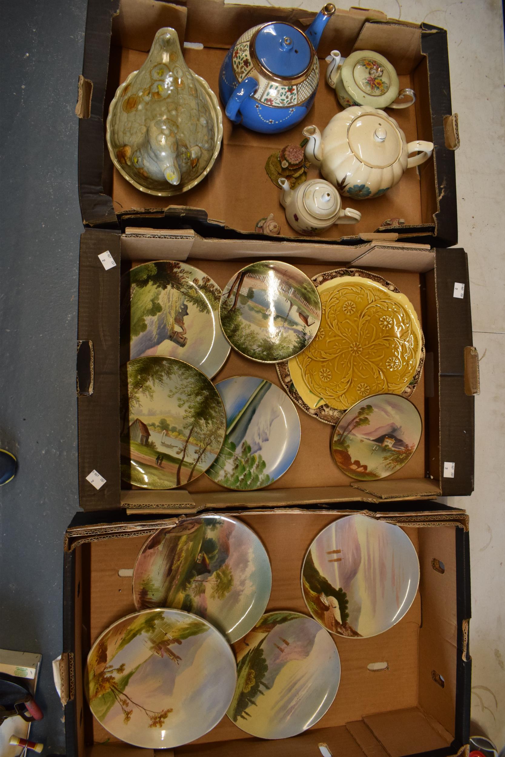 A good collection of ceramics to include wall plates depicting local interest such as Rudyard Lake