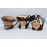 Large Royal Doulton character jugs to include Old Charley, Sir Francis Drake and Long John Silver (