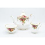 A collection of Royal Albert Old Country Roses items to include a large teapot, small milk and sugar