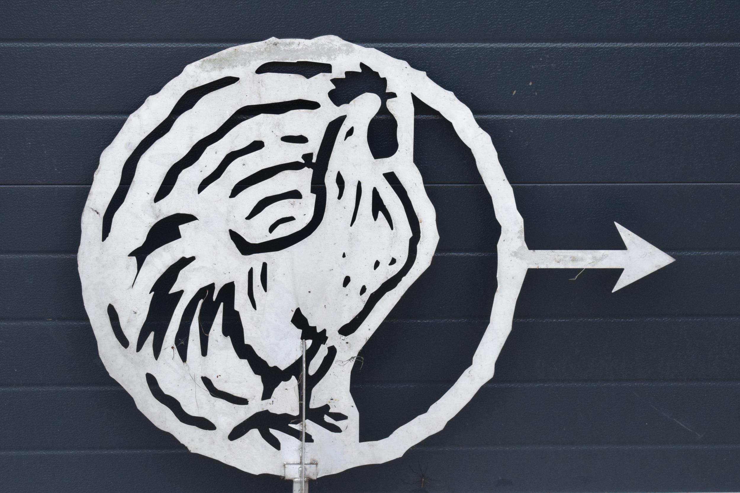 A large stainless steel plasma cut weathervane in the form of a cockerel with letters N E S W on - Image 2 of 5