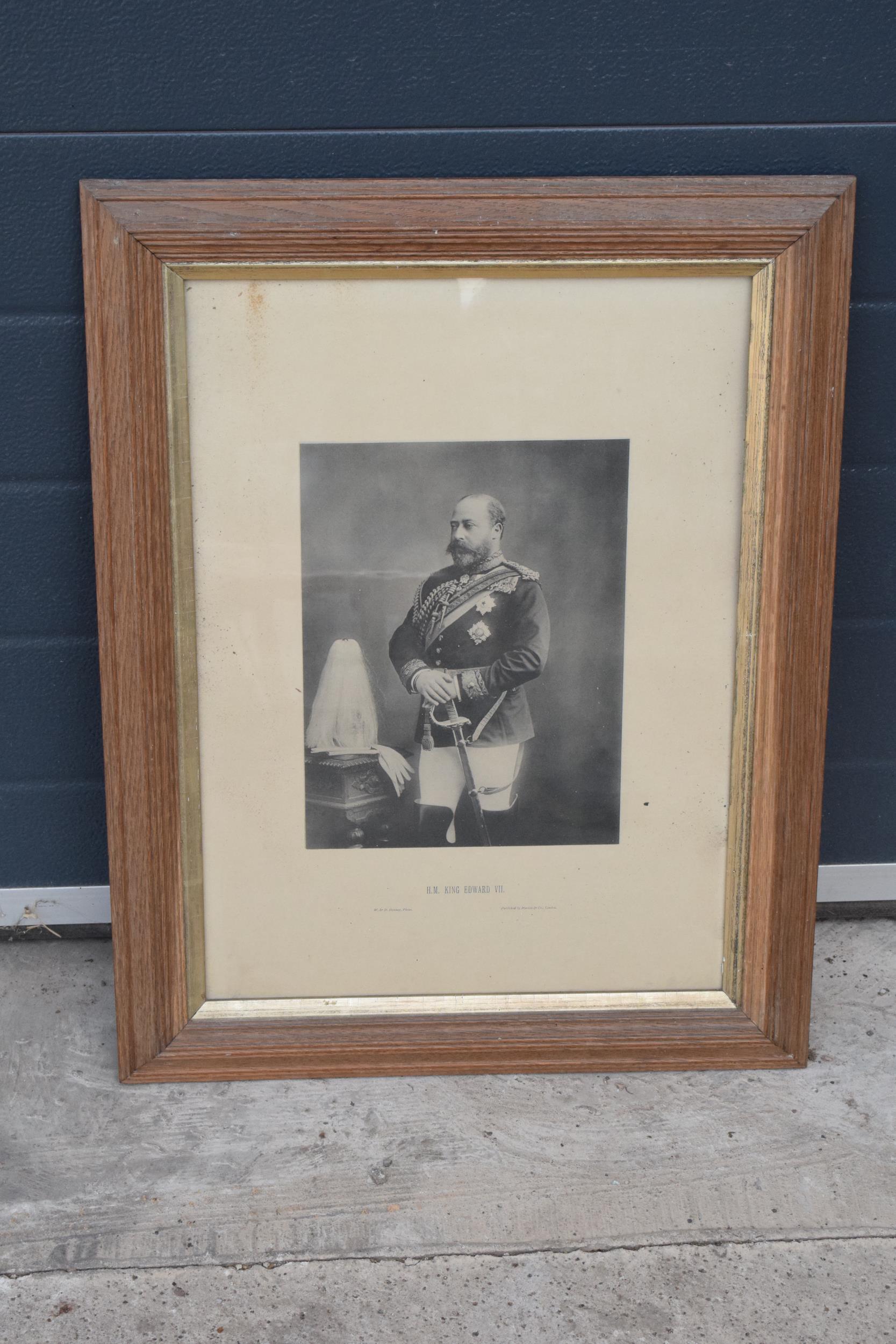 A framed photo of 'H M King Edward VII' by W & D Downey, published by Marion and Co, London. 64 x