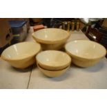 A collection of vintage T G Green Gripstand mixing bowls to include a 15'', 14'', 13'' and 2 10''
