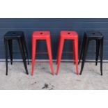 A collection of industrial style metal stacking stools (4). 76cm tall. In good functional