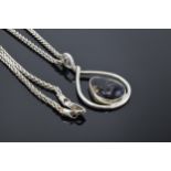 A silver 925 silver necklace and pendant set with Blue John. 46cm length of chain. 15.5 grams.