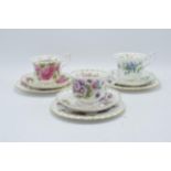 A collection of Royal Albert Flower of the Month trios to include September - Michaelmas Daisy, July
